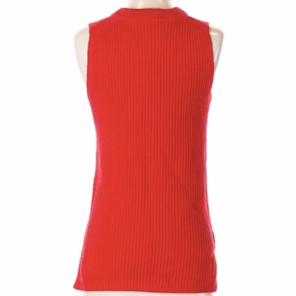 J. Crew XS Classic Crew Neck Cotton & Merino Wool Sleeveless Red Sweater - Picture 2 of 4